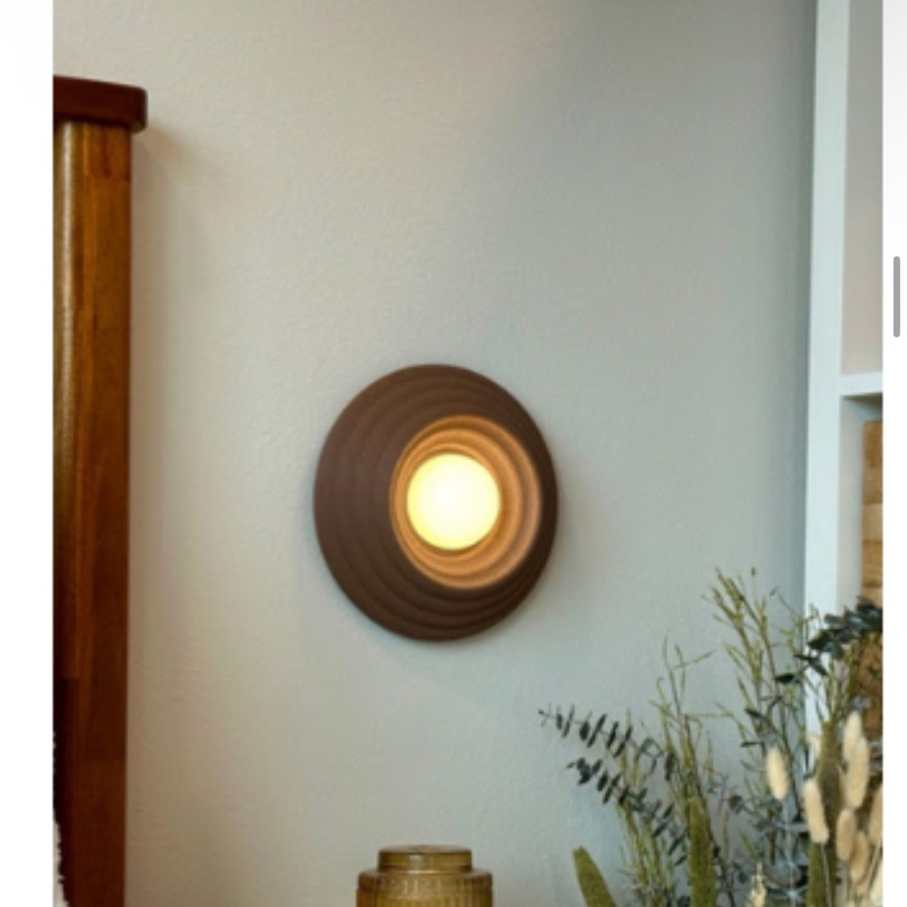 Urban Outfitters Round Circa Cordless Wall Sconce Light - Brown ( coffee )